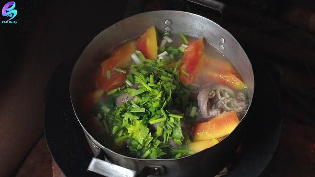 Amazing cooking stew pork leg with papaya recipe by VAC daily chef смотреть онлайн