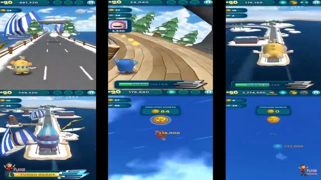 Oddbods Turbo Run Vs Bubbles Christmas Pogo Fuse Christmas Jeff Pogo And Christmas Bubbles Characte