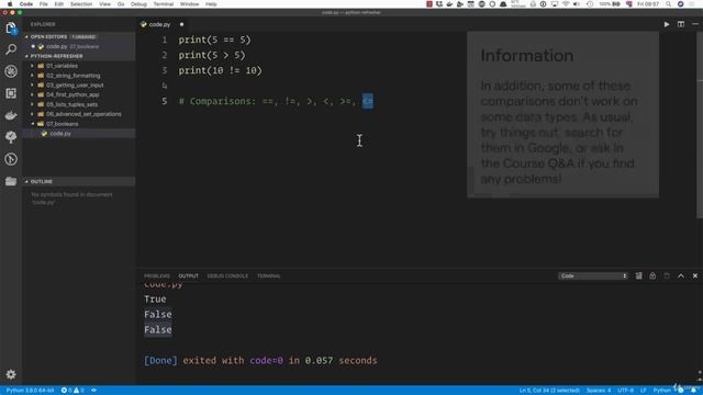 02 - A Full Python Refresher - 009 Booleans in Python смотреть онлайн