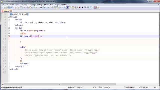 PHP beginners tutorial 53 - making data persist смотреть онлайн