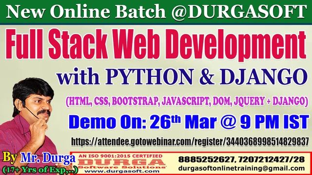Full Stack Web Development with PYTHON & DJANGO Online Training By Mr. DURGA Sir смотреть онлайн