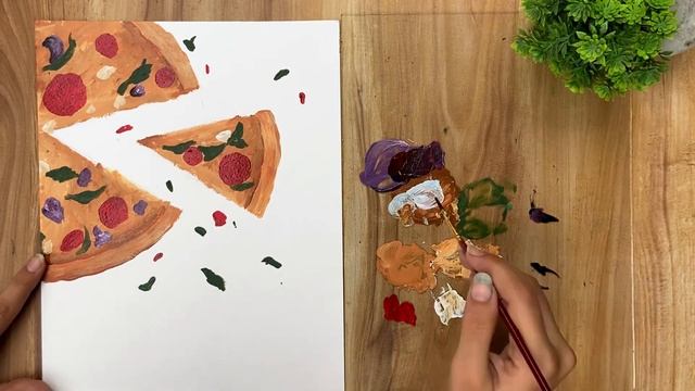Pizza painting tutorial ? || Acrylic painting: step by step ? смотреть онлайн