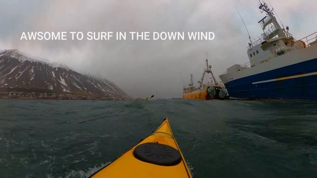 Sea kayaking in choppy conditions Iceland winter mode. смотреть онлайн
