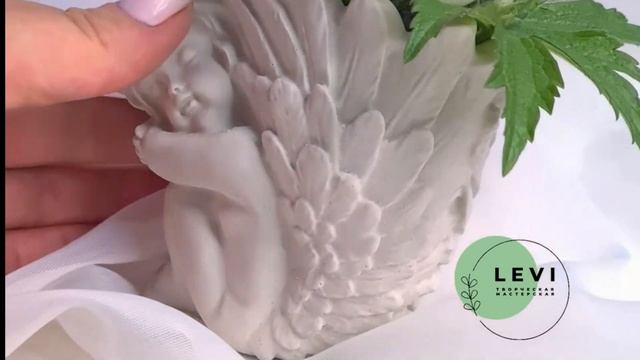 Красивое кашпо для искусственных цветов суккулентов,кактусов/горшок/интерьерное кашпо из гипса Анге смотреть онлайн