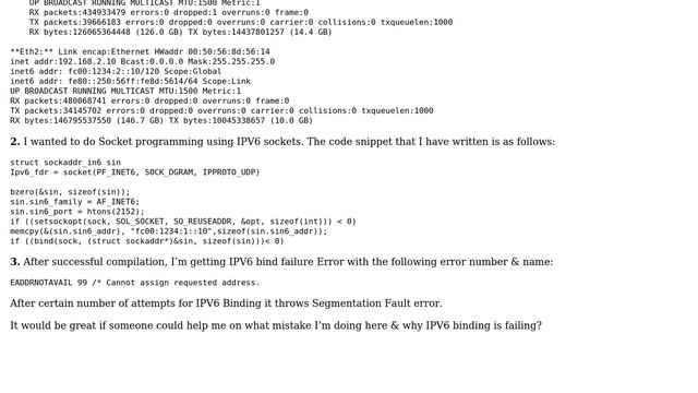 Ubuntu: IPV6 Binding Failure Error: Cannot assign requested address смотреть онлайн