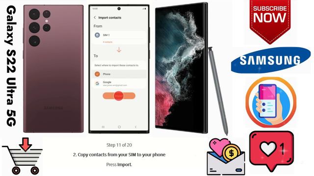 How to Copy contacts between your SIM and Samsung Galaxy S22 Ultra 5G Android 12 смотреть онлайн