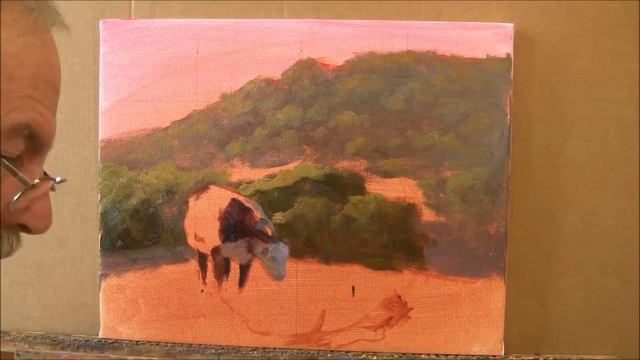 Painting of a Cow in the Landscape by Chuck Mauldin смотреть онлайн