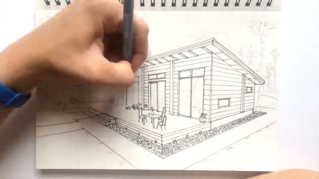 Architectural sketch.Эскиз дома в скандинавском стиле смотреть онлайн