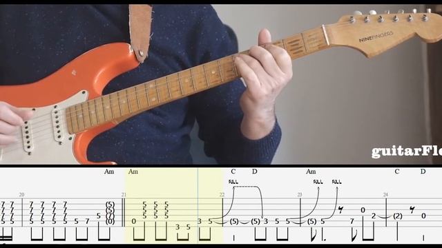 Six Blade Knife (Dire Straits) Main guitar solo with tab смотреть онлайн