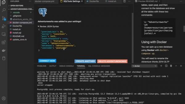 Loading the AdventureWorks dataset with docker-compose