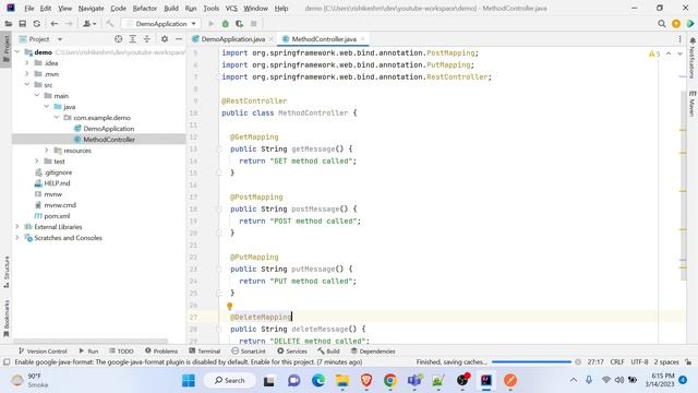 What are different HTTP Methods support in Spring Boot смотреть онлайн