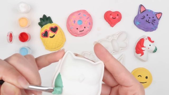 Gypsum colorful shapes .. butterfly 🦋, cactus 🌵, owl 🦉, ice cream 🍦, cat 🐈, donut 🍩 смотреть онлайн