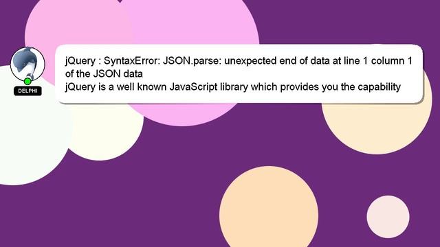 jQuery : SyntaxError: JSON.parse: unexpected end of data at line 1 column 1 of the JSON data смотреть онлайн