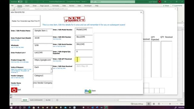 Excel Inventory Mgt System (Version 3.3), May 2021 Walkthrough part 1 смотреть онлайн