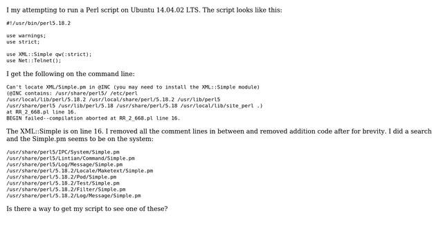 Ubuntu: Perl Cannot Find Module XML/Simple смотреть онлайн