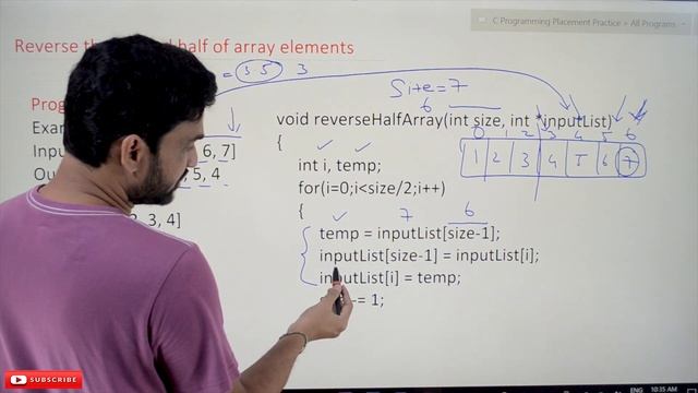Reverse the Second Half of Array Elements || Lesson 8 || C Placements || Learning Monkey || смотреть онлайн