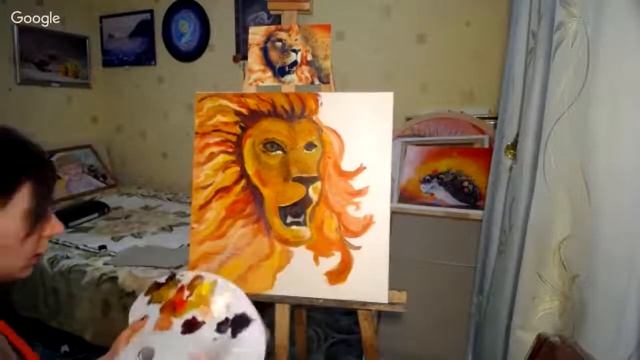 Как написать льва маслом? смотреть онлайн