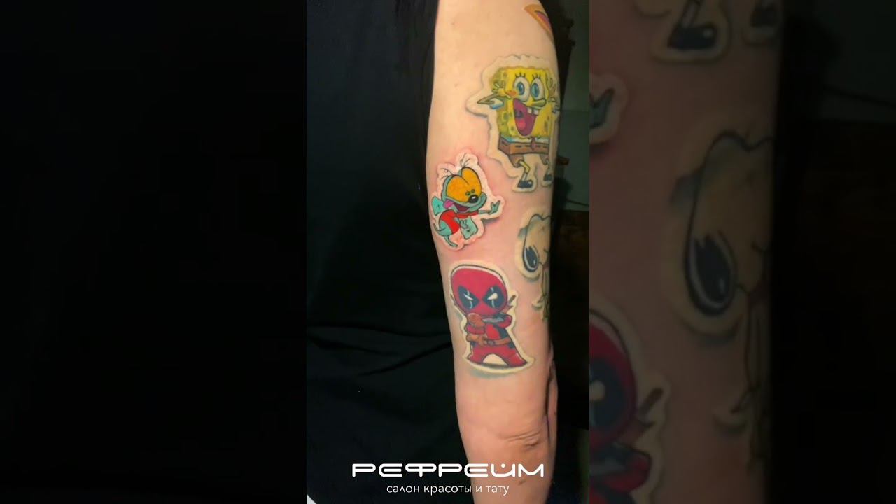 Тату стикеры с мультяшками смотреть онлайн