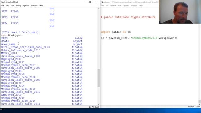 Python Basics Tutorial Pandas DataFrame dtype Attribute смотреть онлайн