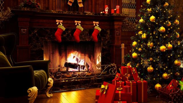 Traditional Christmas Music With Fireplace Sound And Beautiful Background | Merry Christmas смотреть онлайн