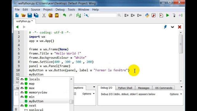 Le widget button d'une fenêtre wxPython смотреть онлайн