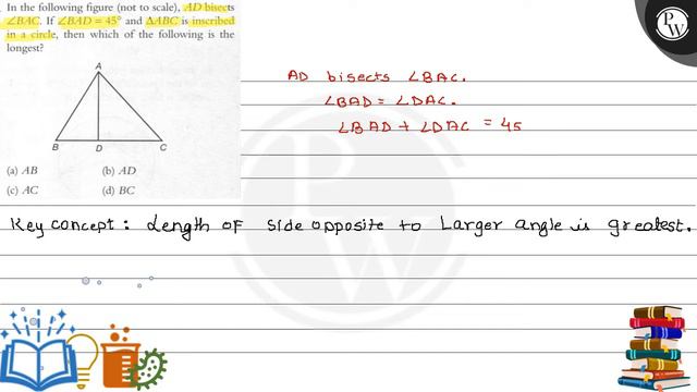 In the following figure (not to scale), \( A D \) bisects \( \angle... смотреть онлайн
