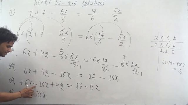 Solve the following linear equations. (3) x+7-8x/3 = 17/6-5x/2 смотреть онлайн