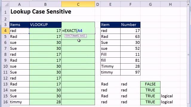 Excel 2010 Magic Trick 815: Case Sensitive Lookup using EXACT and LOOKUP functions смотреть онлайн