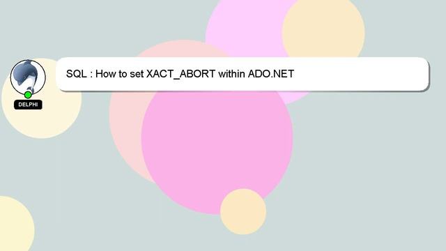 SQL : How to set XACT_ABORT within ADO.NET смотреть онлайн