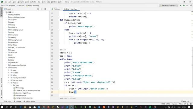 Python Program to implement Stack Operations смотреть онлайн
