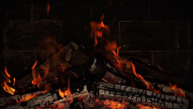 4K FIREPLACE (10 Hours). 2024 Christmas Fireplace With Golden Flames & Burning Wood Sounds