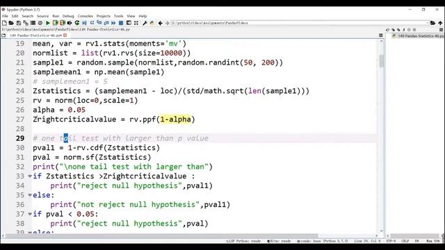 Z test 单边与双边检测 （One tail and two tail）Python统计45——Python程序设计系列149 смотреть онлайн