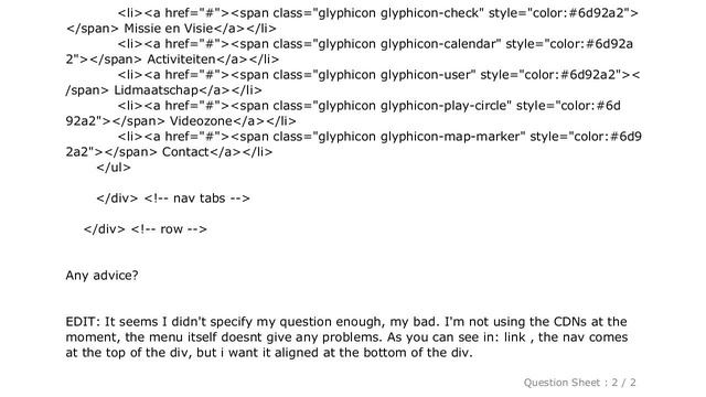 HTML : Twitter Bootstrap: Align nav-tabs to bottom of div смотреть онлайн