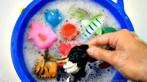 Wild Animals and Sea Animal Toys Swimming in Water | Education For Kids