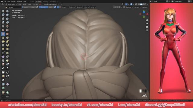 Моделирование Аски Лэнгли в Blender | Modelling Asuka Langley in Blender | Timelapse смотреть онлайн