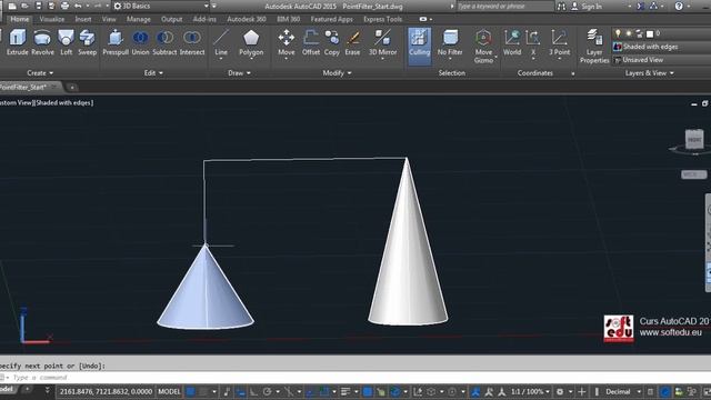 Filtrarea coordonatelor Autocad, fragment de lectie din Curs Video Autocad 2015-2023 смотреть онлайн