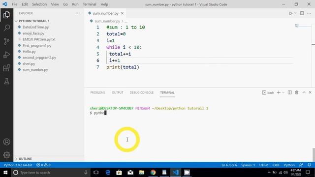 Sum of Numbers Program using while loop Python tutorial смотреть онлайн