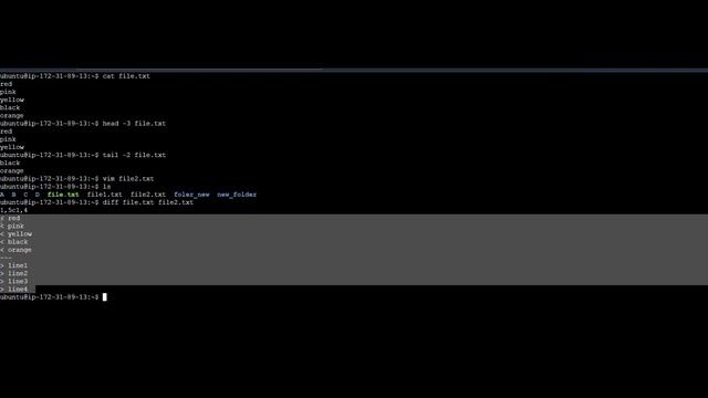 More file commands in Linux Head,tail,diff,vimdiff смотреть онлайн