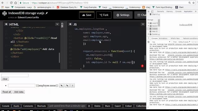HTML5 crud IndexedDB vuejs смотреть онлайн