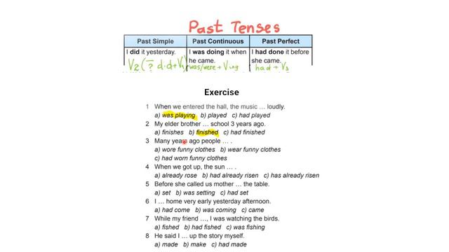 Past Tenses Revision (Past Simple, Past Continuous, Past Perfect) смотреть онлайн