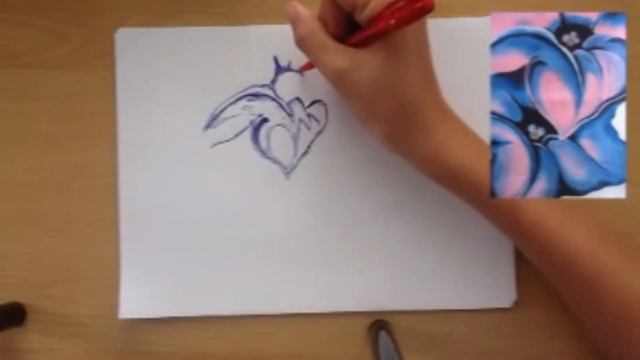Georgia O'Keeffe Purple Petunia - Pen Drawing смотреть онлайн
