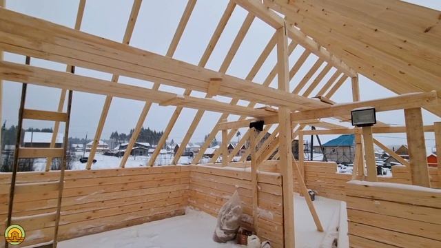 Кровельные работы на доме из бруса. Строим дом 6 на 8 в полтора этажа. Обзор и качество работы смотреть онлайн
