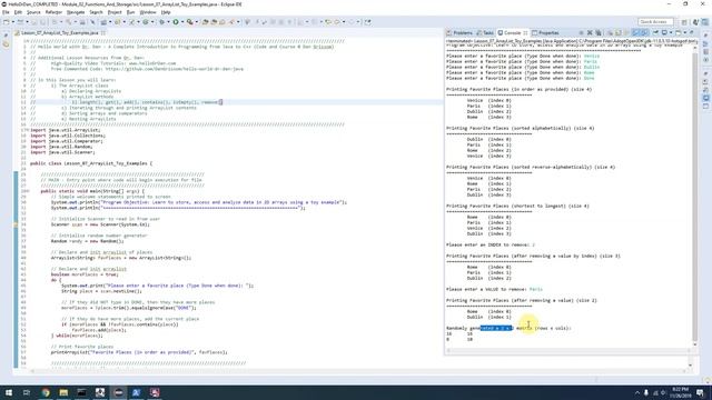 Module 2, Lesson 7 - ArrayLists (declaring, methods, iterating, sorting, nesting) (Java) смотреть онлайн
