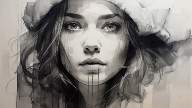 Smart TV Art Gallery | Inspiring Portrait in Monochromatic Ink | Screensaver Ambient Mode | HD4K смотреть онлайн