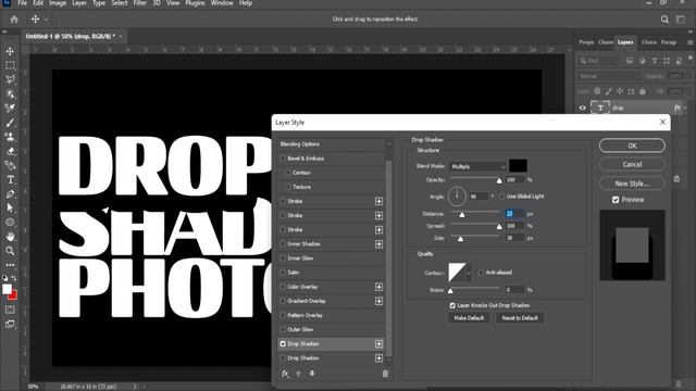 Photoshop Drop Shadow Tools - Photoshop for beginners смотреть онлайн