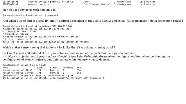 Unix & Linux: Project Atomic registry not listening on 443 смотреть онлайн