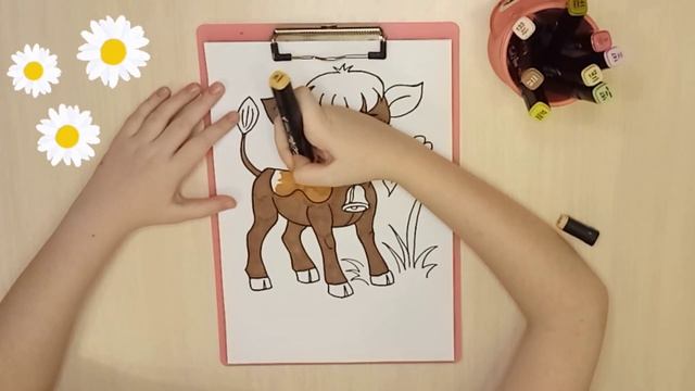 Рисуем и раскрашиваем Бычка + аппликация!! смотреть онлайн
