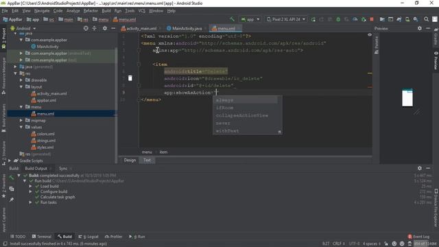 Android tutorial - 17 - How Add Menu Items On AppBar (Toolbar) in android Studio смотреть онлайн