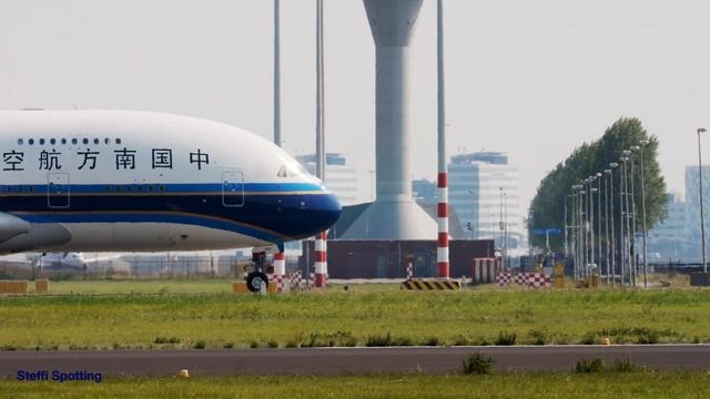 China Southern A380 Plane Spotting at Amsterdam Schiphol Airport AMS - 4K смотреть онлайн