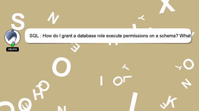 SQL : How do I grant a database role execute permissions on a schema? What am I doing wrong? смотреть онлайн